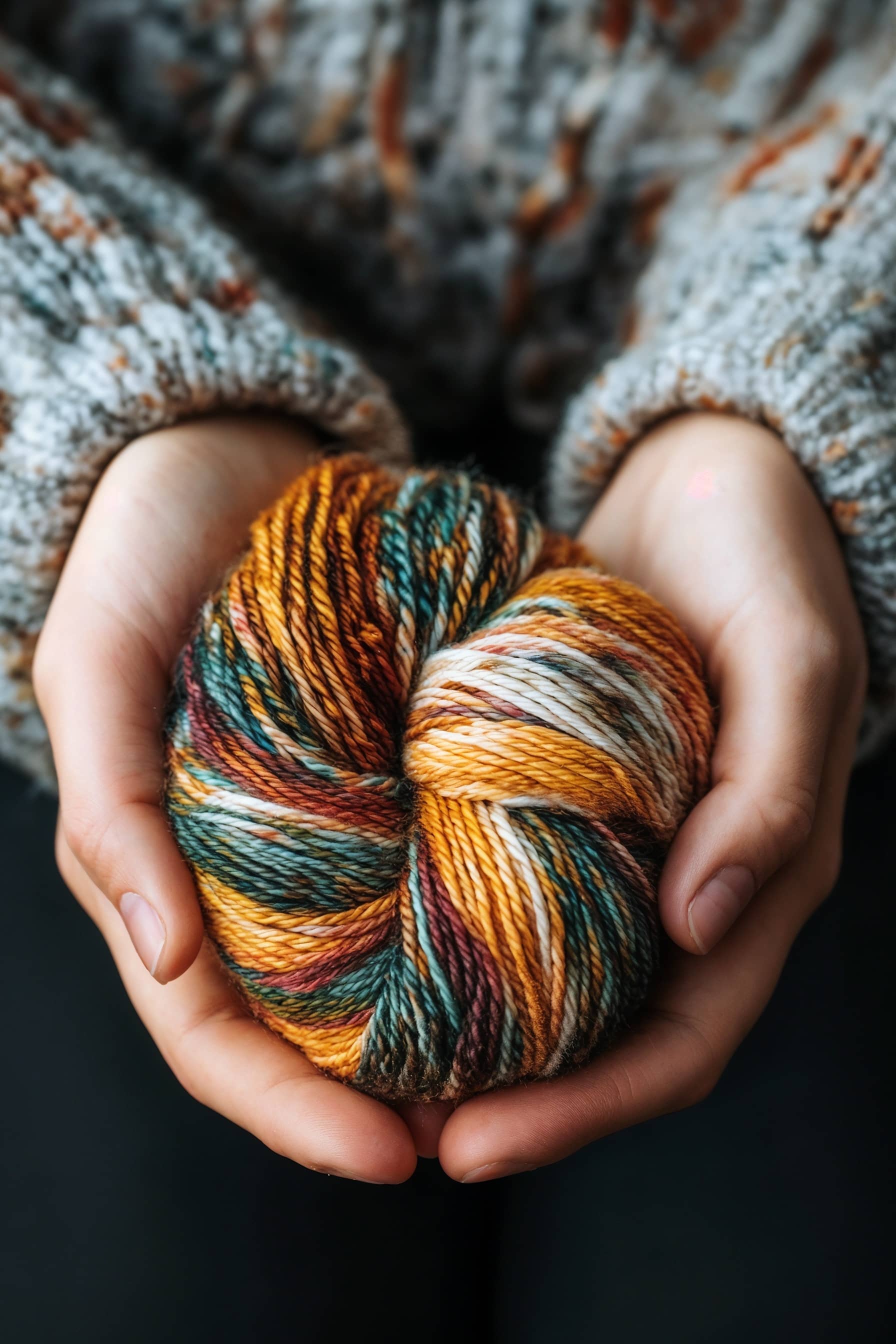 Banner showing hands holding yarn